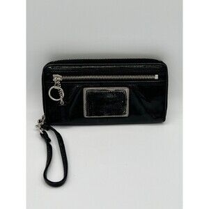 Coach Poppy Black Patent Zip-Around Wallet Wristlet